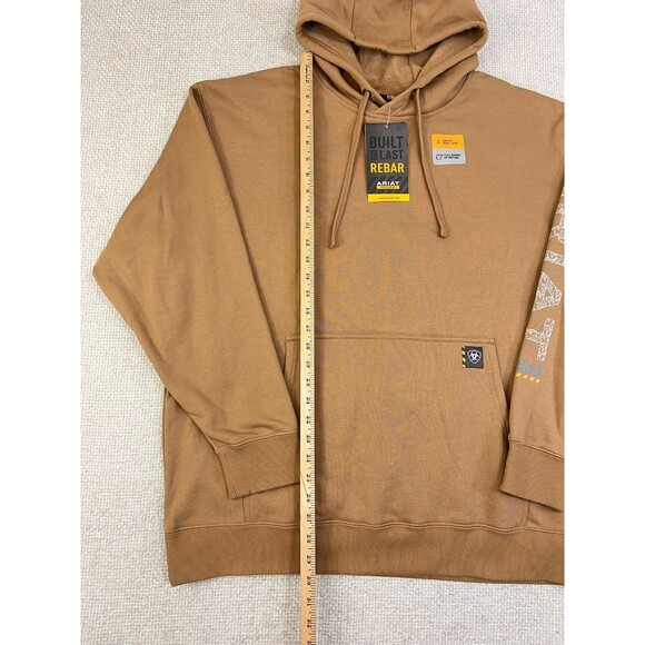 NEW Ariat Rebar Roughneck Hoodie Men's XL Brown Skull Hardhat Water Resistant - Picture 10 of 12